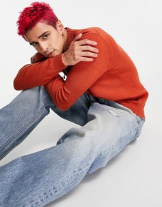 Джемпер из овечьей шерсти рыжего цвета с высоким воротником ASOS DESIGN-Оранжевый цвет