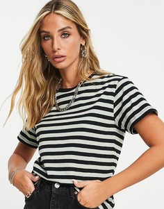 Футболка в полоску черного цвета и цвета хаки ASOS DESIGN-Разноцветный