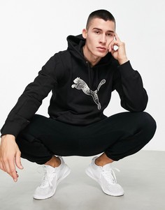 Черный худи с графическим логотипом Puma-Черный цвет