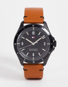 Мужские часы с кожаным ремешком коричневого цвета Tommy Hilfiger 1791906-Коричневый цвет