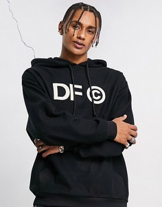 Черный флисовый худи в стиле oversized с аппликацией с логотипом спереди ASOS Dark Future-Черный цвет