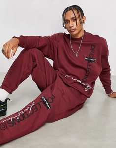 Бордовый oversized-свитшот с логотипами (от комплекта) ASOS Dark Future-Красный