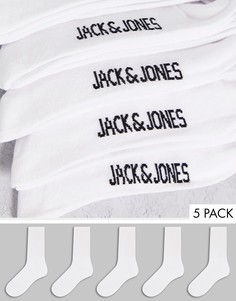 Набор из 5 пар белых носков Jack & Jones-Белый