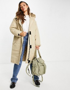 Светло-бежевая oversized-парка ASOS DESIGN-Светло-бежевый цвет