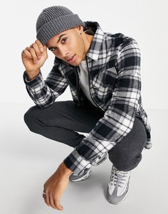 Черная рубашка на молнии в клетку с двумя карманами Threadbare-Черный цвет