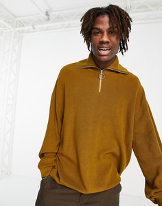 Легкий джемпер цвета хаки в стиле oversized на короткой молнии ASOS DESIGN-Зеленый цвет