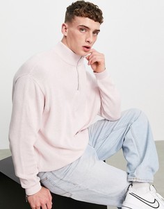 Розовый oversized-джемпер с короткой молнией ASOS DESIGN-Розовый цвет