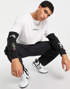 Лонгслив с белым топом поверх adidas Originals Area 33-Белый