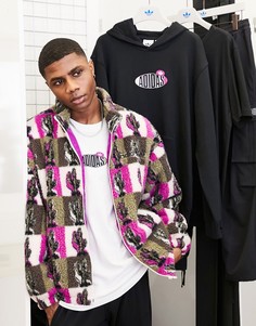 Флисовая куртка на молнии с принтом кактусов adidas Originals Area 33-Зеленый цвет