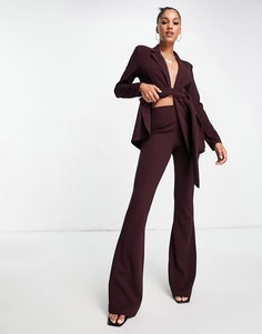 Расклешенные трикотажные брюки бордового цвета ASOS DESIGN-Светло-бежевый цвет