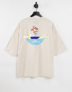 Oversized-футболка цвета экрю с принтом с надписью "Frosties" ASOS DESIGN-Светло-бежевый цвет