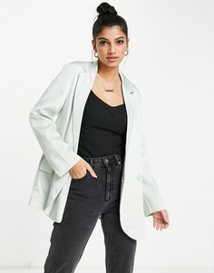 Матовый двубортный блейзер из атласа от комплекта в стиле oversized серого цвета Pimkie-Зеленый цвет