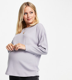 Серый топ с рукавами «летучая мышь» из супермягкой ткани в рубчик ASOS DESIGN Maternity