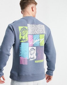 Синий свитшот с принтом Topman Legacy-Голубой
