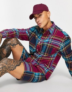 Oversized-рубашка колор блок в клетку фиолетового и синего цвета в стиле 90-х от комплекта ASOS DESIGN-Фиолетовый цвет