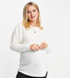 Белый топ с рукавами «летучая мышь» из супермягкой ткани в рубчик ASOS DESIGN Maternity