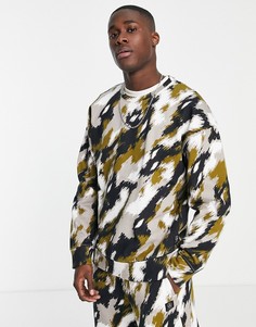 Oversized-свитшот от комплекта с круглым вырезом и камуфляжным принтом Topman-Разноцветный