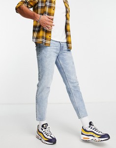 Выбеленные узкие джинсы из плотной ткани New Look-Голубой