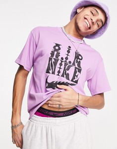 Бледно-фиолетовая oversized-футболка с графическим принтом Nike-Фиолетовый цвет