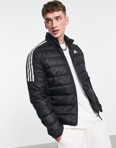 Черный пуховик с тремя полосками adidas Outdoors-Черный цвет