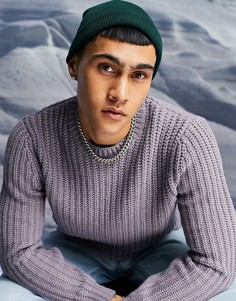 Сиреневый джемпер в рубчик с круглым вырезом из плотной ткани ASOS DESIGN-Фиолетовый цвет