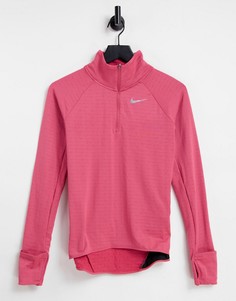 Розовый топ с короткой молнией Nike Running Element Therma-FIT-Розовый цвет