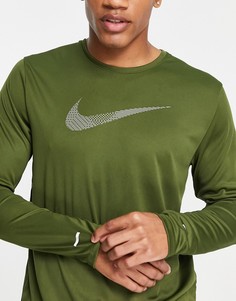Лонгслив цвета хаки Nike Running Run Division Miler Flash-Зеленый цвет