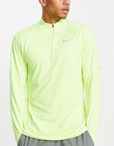 Лонгслив салатового цвета с короткой молнией Nike Running Element Dri-FIT-Желтый