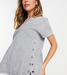 Слегка выбеленная футболка для кормления угольного цвета с кнопками по бокам ASOS DESIGN Maternity-Серый