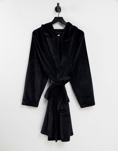 Махровый халат с капюшоном Topshop-Черный цвет