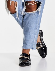 Черные лаковые лоферы с пряжкой Miss Selfridge Layla-Черный