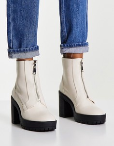 Светлые ботинки с молнией спереди Miss Selfridge Ashley-Белый