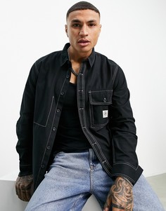 Черная рубашка в утилитарном стиле с контрастной строчкой Topman-Черный цвет