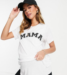 Белая двухслойная футболка для кормления с принтом "Mama" в университетском стиле ASOS DESIGN Maternity-Белый