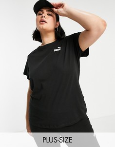 Черная футболка с маленьким логотипом Puma Plus Essentials-Черный цвет