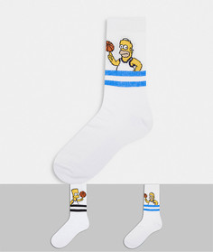 Набор из 2 пар спортивных носков с принтом Барта и Гомера ASOS DESIGN-Белый