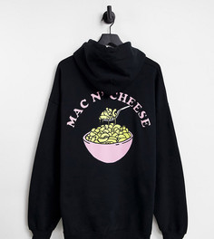 Худи с рисунком с надписью "Mac N Cheese" на спине New Love Club Plus-Серый