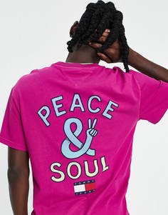 Розовая футболка свободного кроя с принтом "Peace and Soul" на спине Tommy Jeans-Розовый цвет