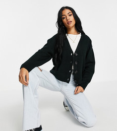 Черный пушистый кардиган прямого кроя на пуговицах ASOS DESIGN Tall-Черный цвет