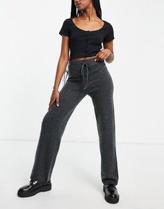 Темно-серые трикотажные брюки с широкими штанинами (от комплекта) ASOS DESIGN-Серый