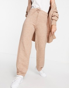 Трикотажные широкие брюки бежевого цвета от комплекта ASOS DESIGN-Светло-бежевый цвет
