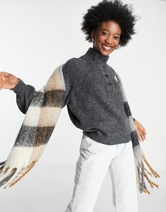 Серый джемпер с планкой на пуговицах ASOS DESIGN