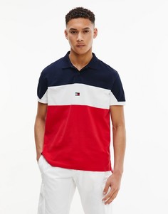 Футболка-поло классического кроя в стиле колор блок Tommy Hilfiger-Разноцветный