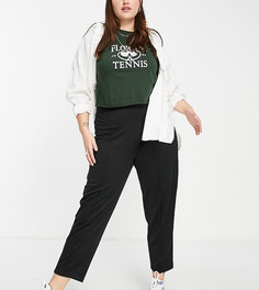 Черные брюки-галифе из трикотажа понте с защипами ASOS DESIGN Curve-Черный цвет