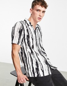 Черно-белая рубашка в «нарисованную краской» полоску Topman-Черный цвет