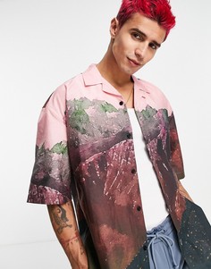 Разноцветная рубашка с фотопринтом Topman-Разноцветный