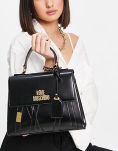 Черная сумка на плечо с ручкой сверху Love Moschino-Черный цвет
