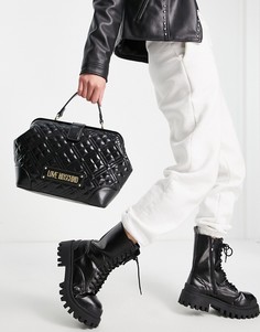 Стеганая сумка-тоут черного цвета с ручками сверху Love Moschino-Черный цвет