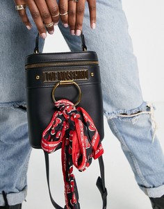 Черная сумка через плечо с ручкой сверху и декоративным шарфом Love Moschino-Черный цвет