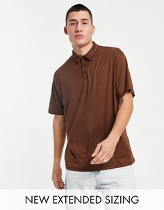 Коричневое свободное поло в рубчик ASOS DESIGN-Коричневый цвет